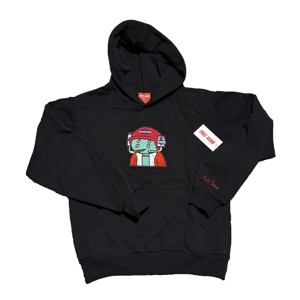 NEW Happy Dad X Alien Frens Patch Hoodie Sweatshirt Full Send Mens Size‎ S Nelk